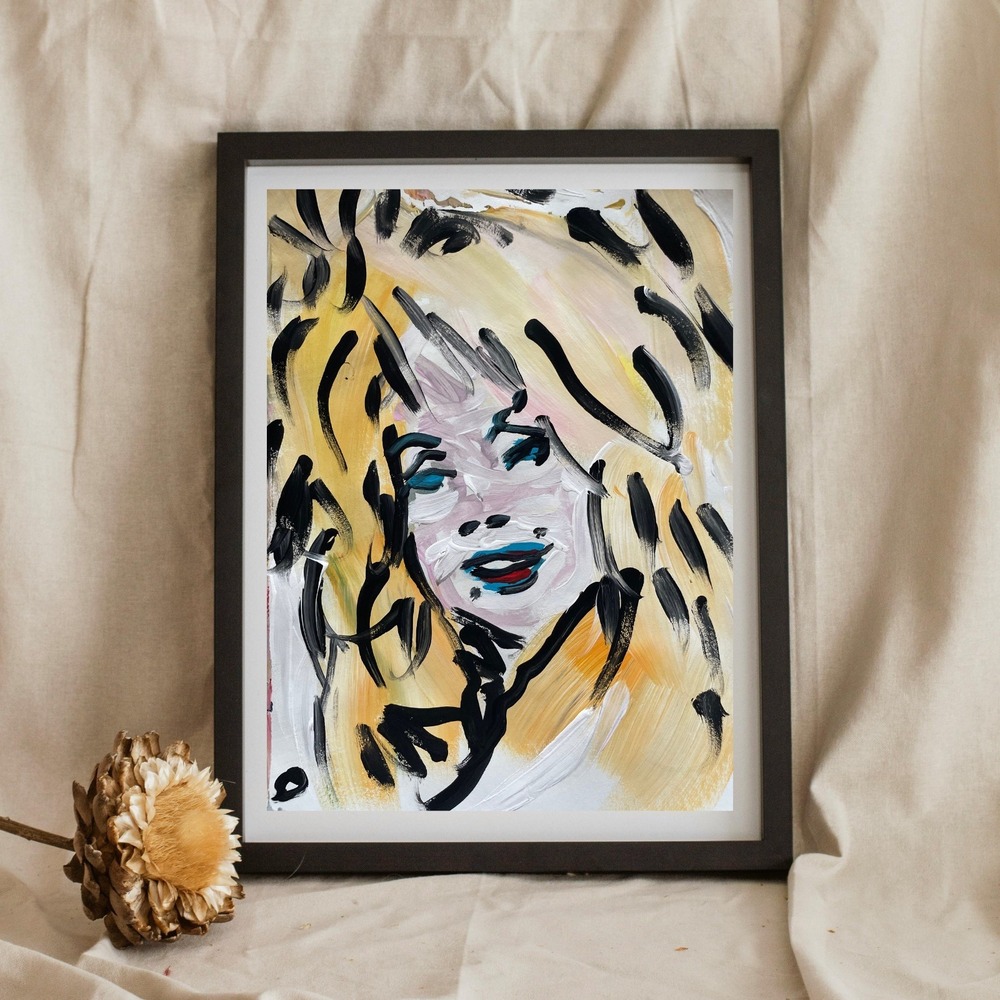 OMAN Dolly Parton Abstract Pop Art Portrait Painting 8.5x11 Paper